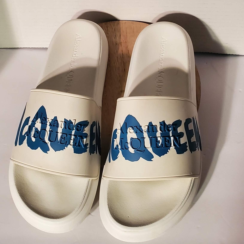 Alexander McQueen Cream and Blue Women's Sandals
